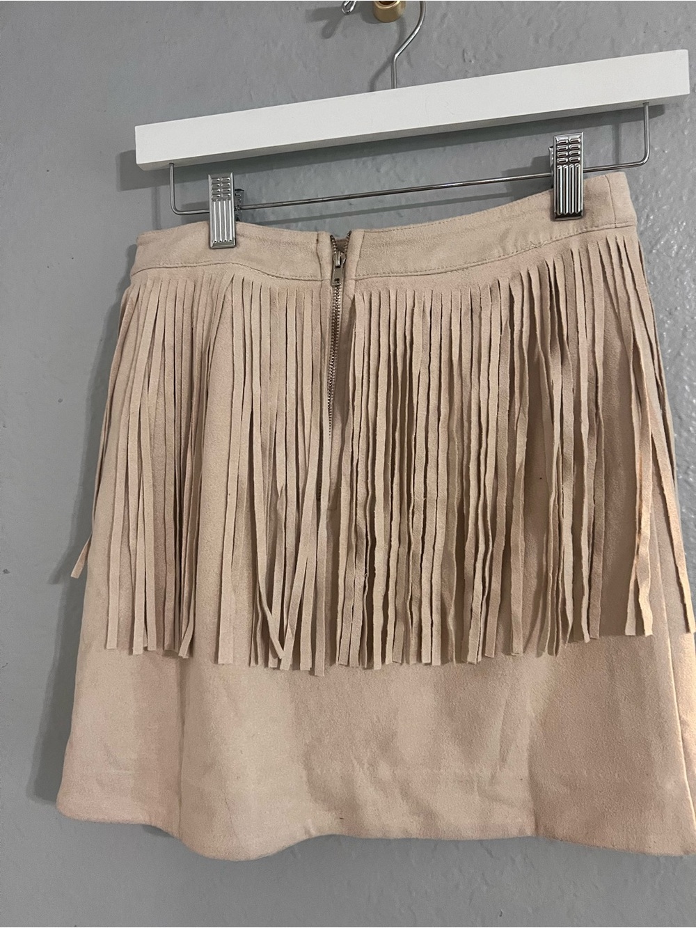 J.O.A. Beige Suede Fringe Mini Skirt - Picture 2 of 3